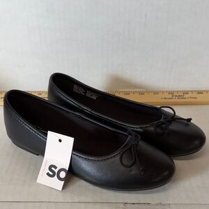 SO Girls Black Flats with Bow Accent